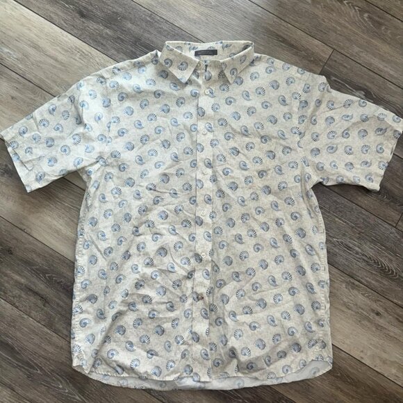 Daniel Cremieux SIGNATURE‎ Sea Shell Short Sleeve Mens Shirt L EUC - Picture 2 of 5